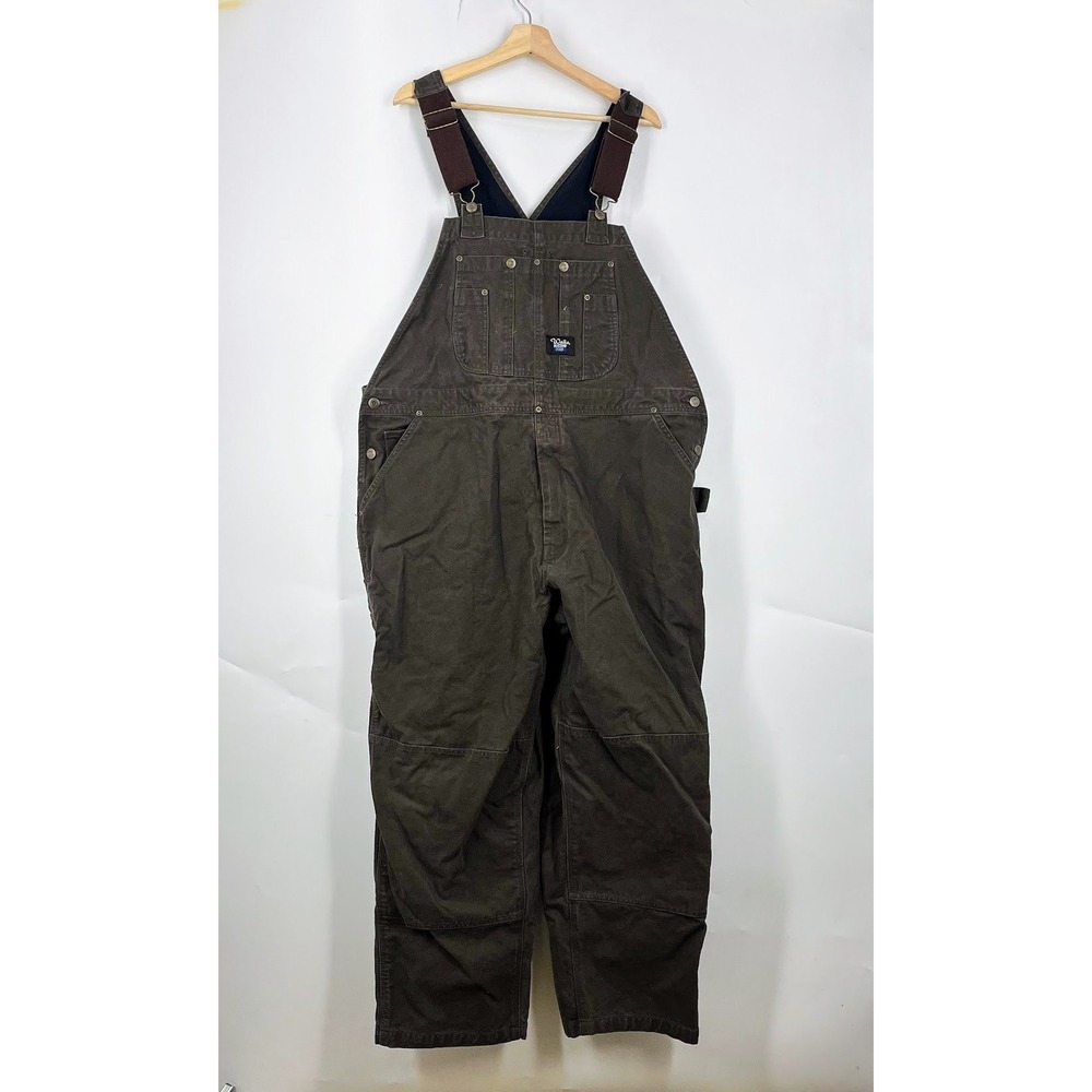 Walls Blizzard Pruf Men Quilted Duck Canvas Double Knee Bib Overalls SZ 42-44 XL